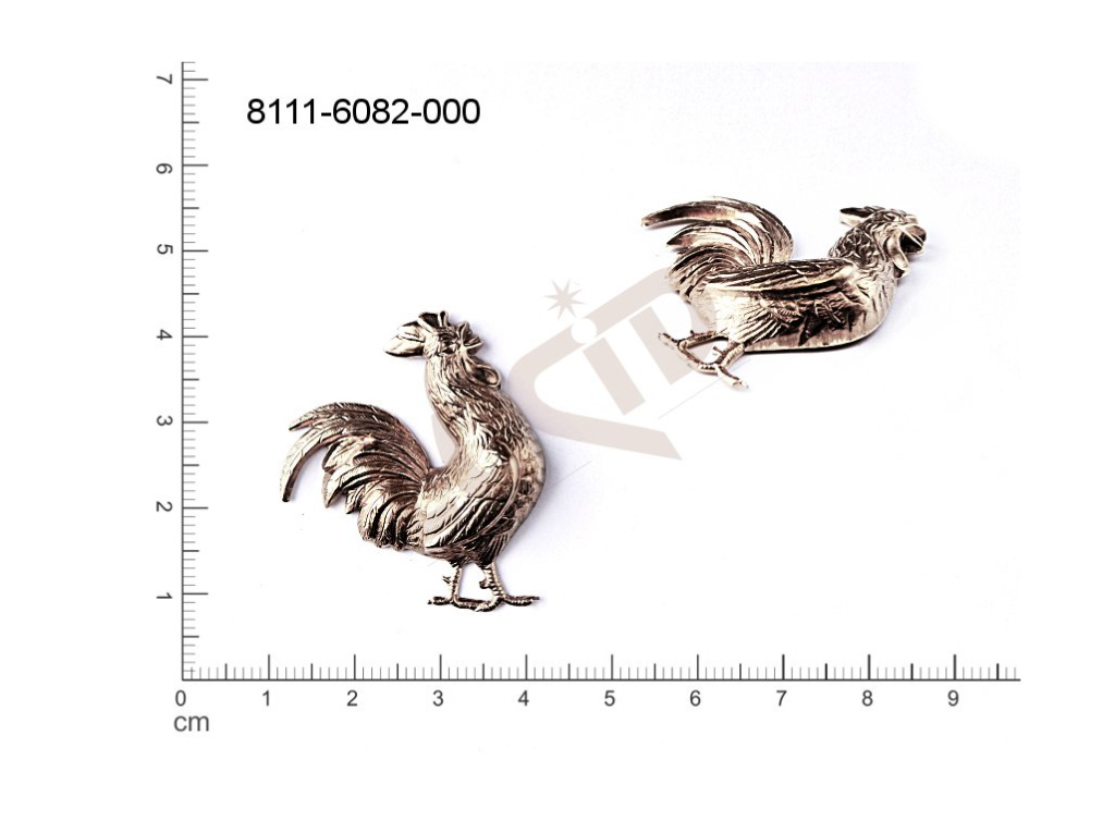 fancy shape animals rooster without loops / attaching holes 36.0x30.0mm