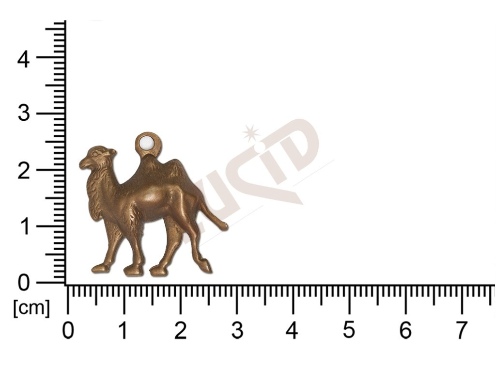 Tvarový výlisek zvířata velbloud s 1 očkem (svěšovací dírkou)