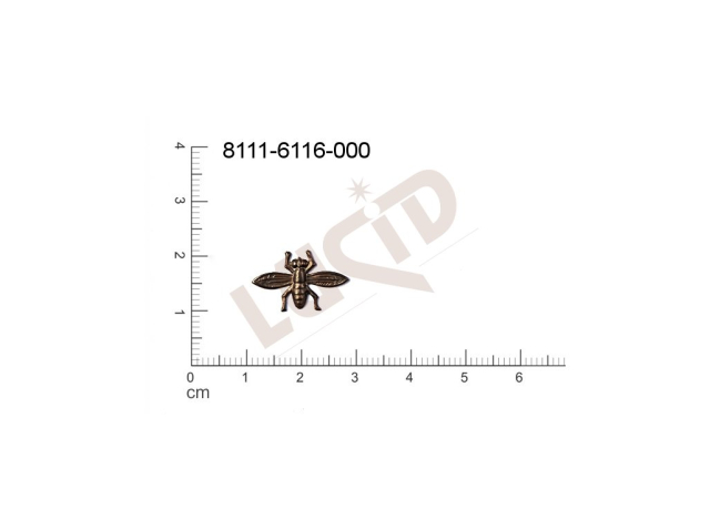Tvarový výlisek zvířata brouk a další hmyz bez oček (svěšovacích dírek) 17.0x11.0mm