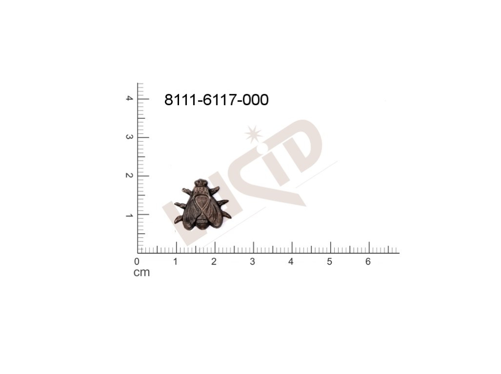 Tvarový výlisek zvířata brouk a další hmyz bez oček (svěšovacích dírek) 14.0x13.0mm