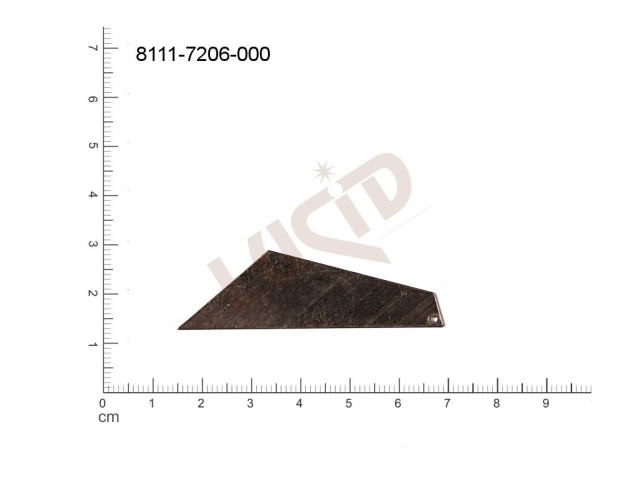 Plochý výsek s 1 očkem (svěšovací dírkou) 53.0x16.0mm