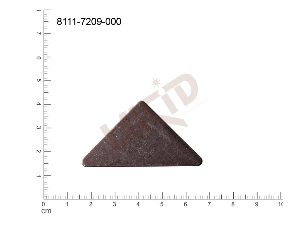 Plochý výsek trojúhelník ostatní bez oček (svěšovacích dírek) 42.0x23.0mm