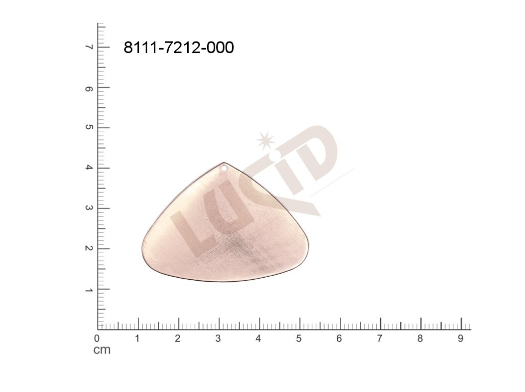 Plochý výsek čtyřúhelník s 1 očkem (svěšovací dírkou) 43.0x30.0mm