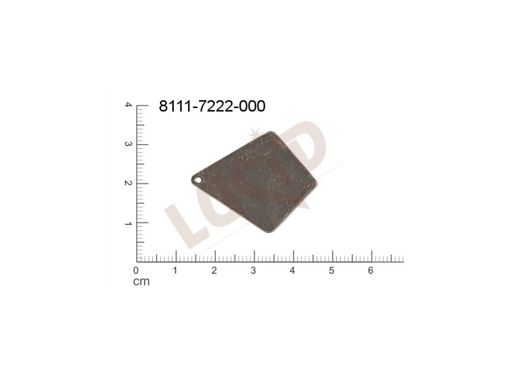 flat cut-out quadrangle   with 1 loop / attaching hole 32.0x27.0mm