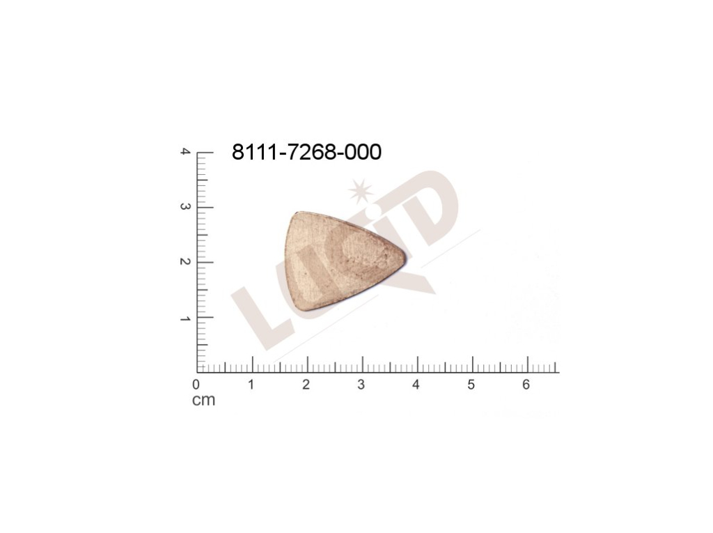 Plochý výsek trojúhelník bez oček (svěšovacích dírek) 22.0x19.0mm