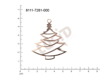 flat cut-out plant motives plants christmas tree with 1 loop / attaching hole 49.0X 40.0mm