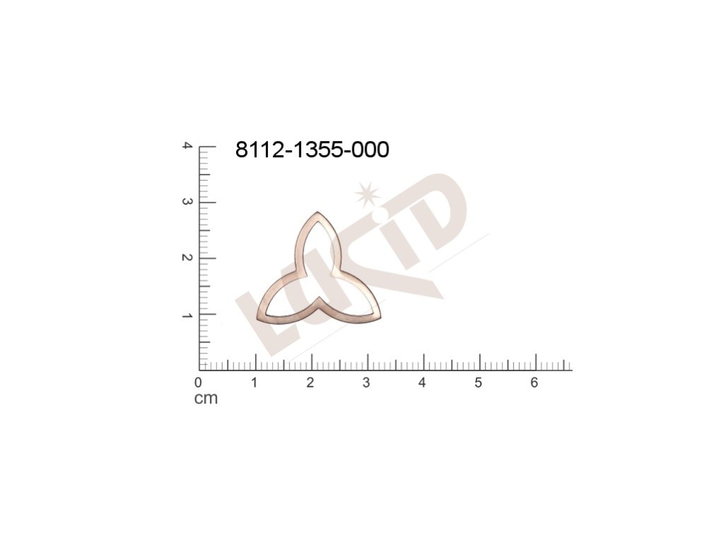 Tvarový výlisek rostlinné motivy lístečky bez oček (svěšovacích dírek) 23.0x13.0mm