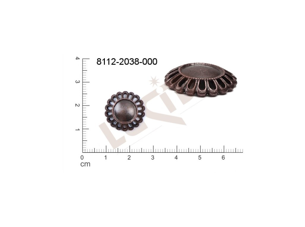 Tvarový výlisek rostlinné motivy kytky, květinové motivy s více očky (svěšovacími dírkami) 16.5mm