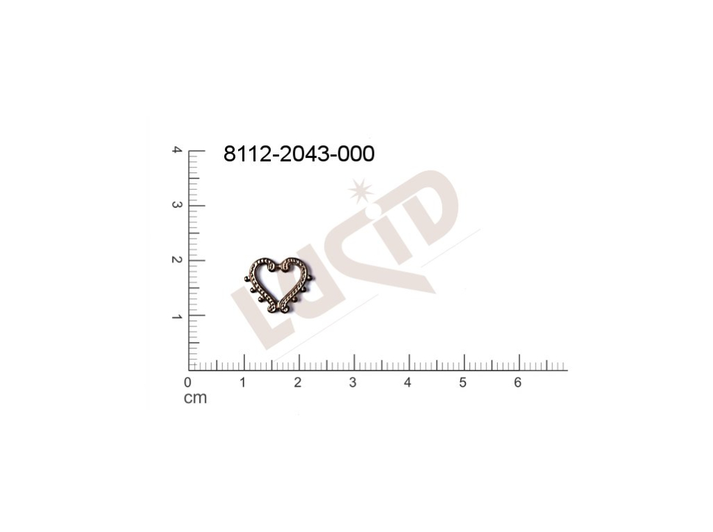 Tvarový výlisek srdíčka bez oček (svěšovacích dírek) 10.0x12.0mm