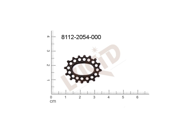 Tvarový výlisek oválné ostatní bez oček (svěšovacích dírek) 25.0x20.0mm