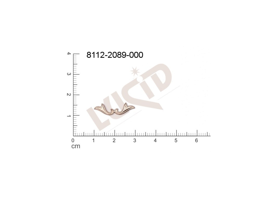 Tvarový výlisek rostlinné motivy lístečky bez oček (svěšovacích dírek) 21.0x6.0mm