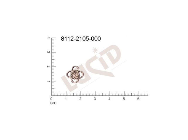 Tvarový výlisek rostlinné motivy kytky, květinové motivy se 4-mi očky (svěšovacími dírkami) 13.0mm