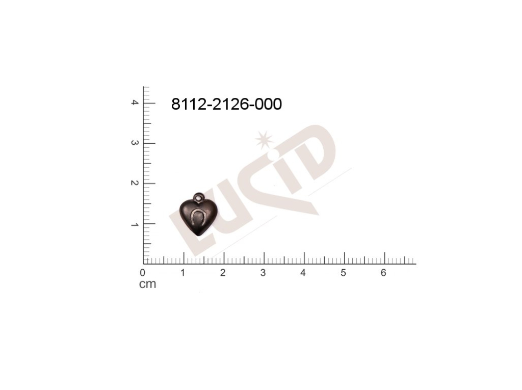 Tvarový výlisek srdíčka s 1 očkem (svěšovací dírkou) 11.0x9.0mm