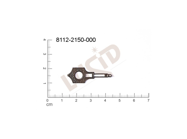 Tvarový výlisek s 1 očkem (svěšovací dírkou) 30.0x10.0mm