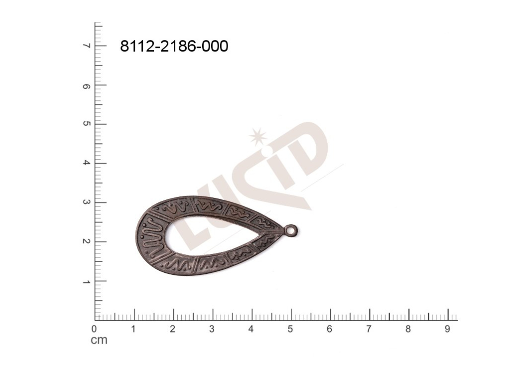 Tvarový výlisek slzy ostatní s 1 očkem (svěšovací dírkou) 42.0x21.0mm