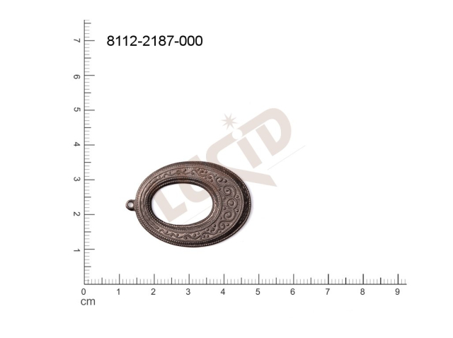 Tvarový výlisek oválné ostatní s 1 očkem (svěšovací dírkou) 37.0x25.0mm