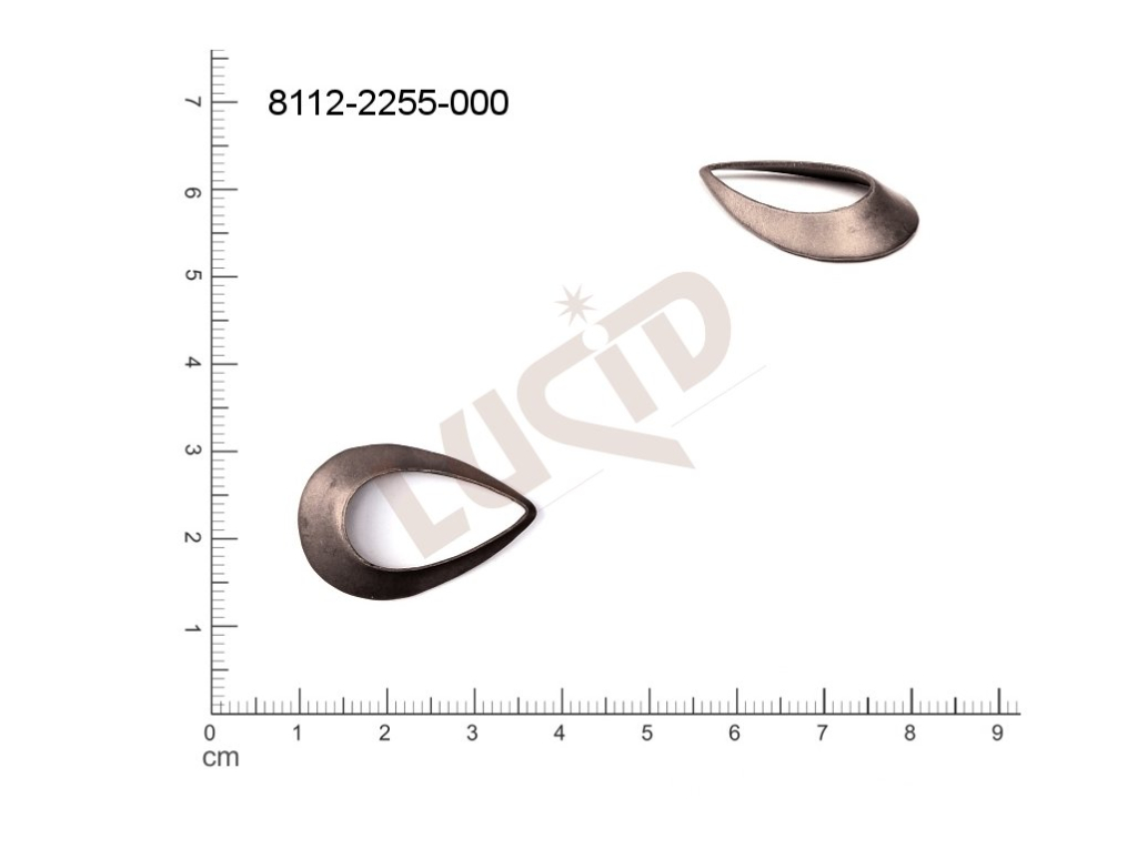 Tvarový výlisek slzy bez oček (svěšovacích dírek) 28.0x19.0mm