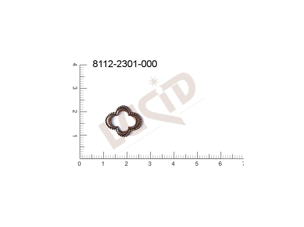 Tvarový výlisek rostlinné motivy kytky, květinové motivy bez oček (svěšovacích dírek) 15.0x14.0mm