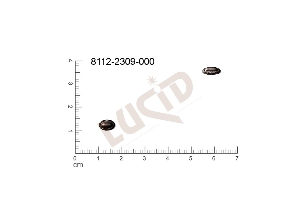 Tvarový výlisek oválné bez oček (svěšovacích dírek) 6.0x5.0mm