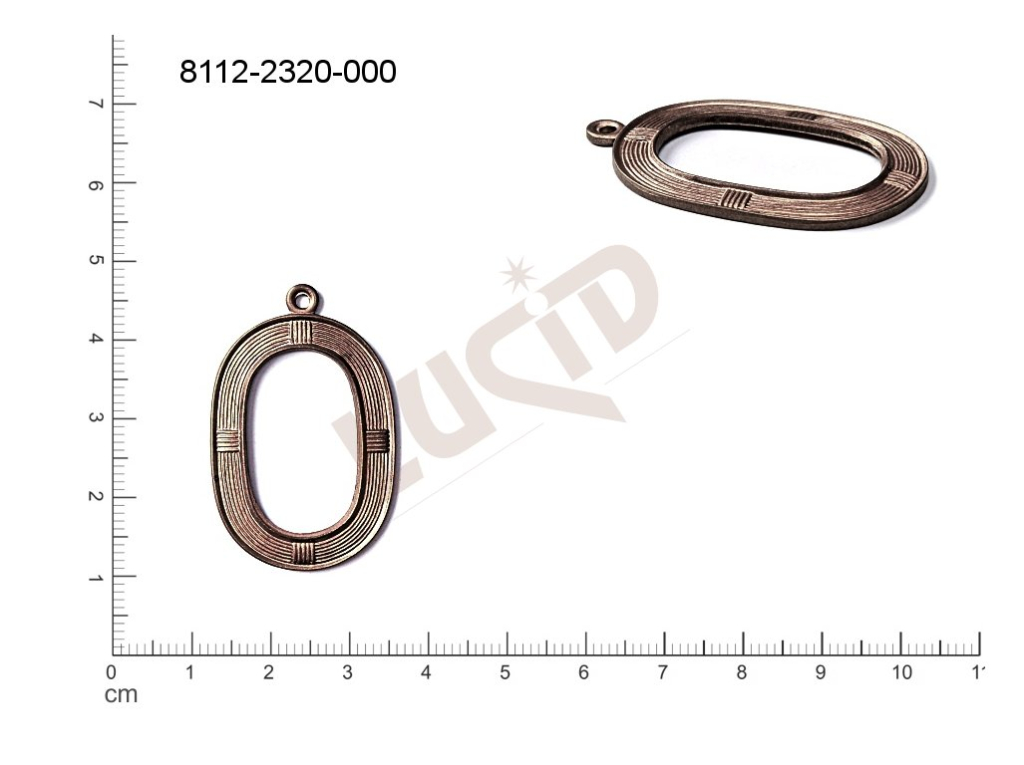 fancy shape oval other with 1 loop / attaching hole 35.0x23.0mm