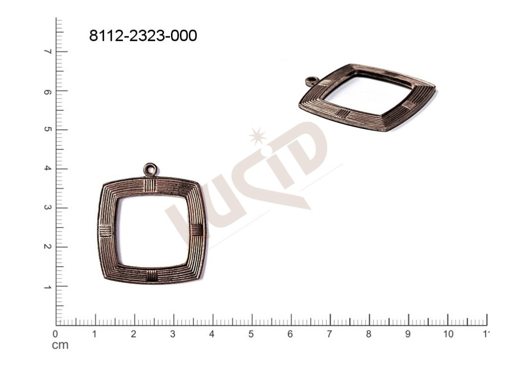 Tvarový výlisek čtyřúhelníky ostatní s 1 očkem (svěšovací dírkou) 30.0x28.0mm