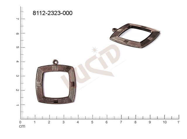 fancy shape quadrangle other with 1 loop / attaching hole 30.0x28.0mm