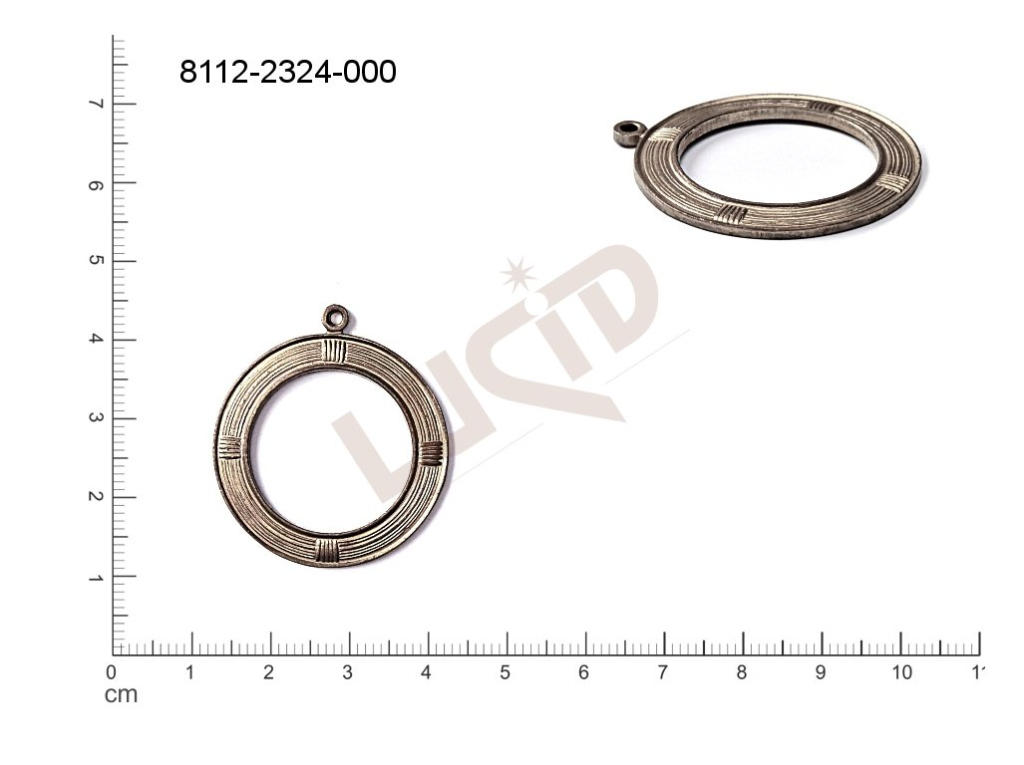 fancy shape round with 1 loop / attaching hole 33.0x28.0mm