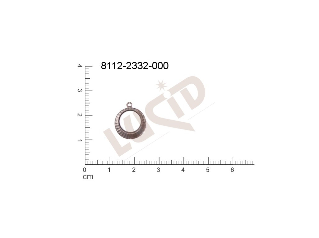 Tvarový výlisek kulatý s 1 očkem (svěšovací dírkou) 15.0x13.0mm