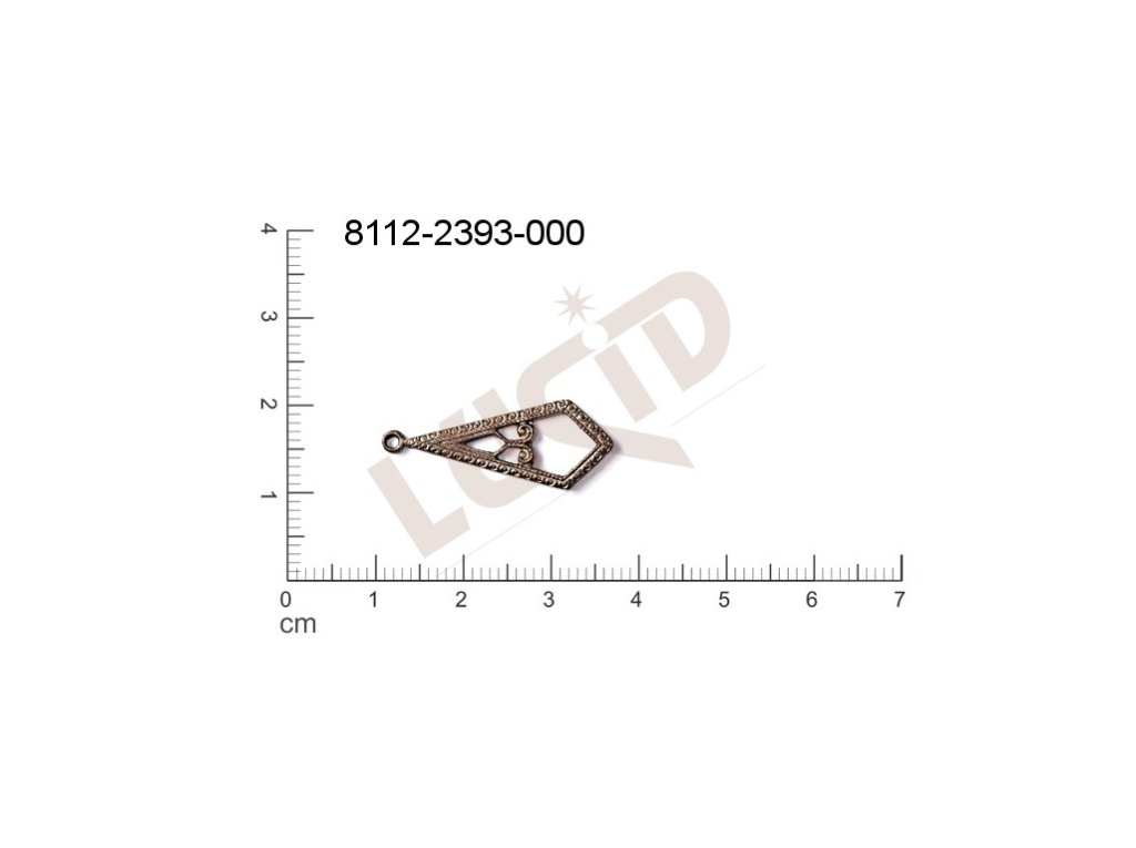 fancy shape quadrangle other with 1 loop / attaching hole 25.0x10.0mm