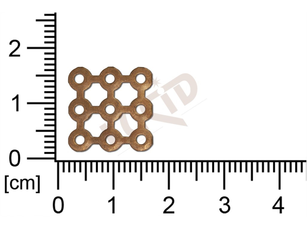 flat cut-out quadrangle with loops / attaching holes 