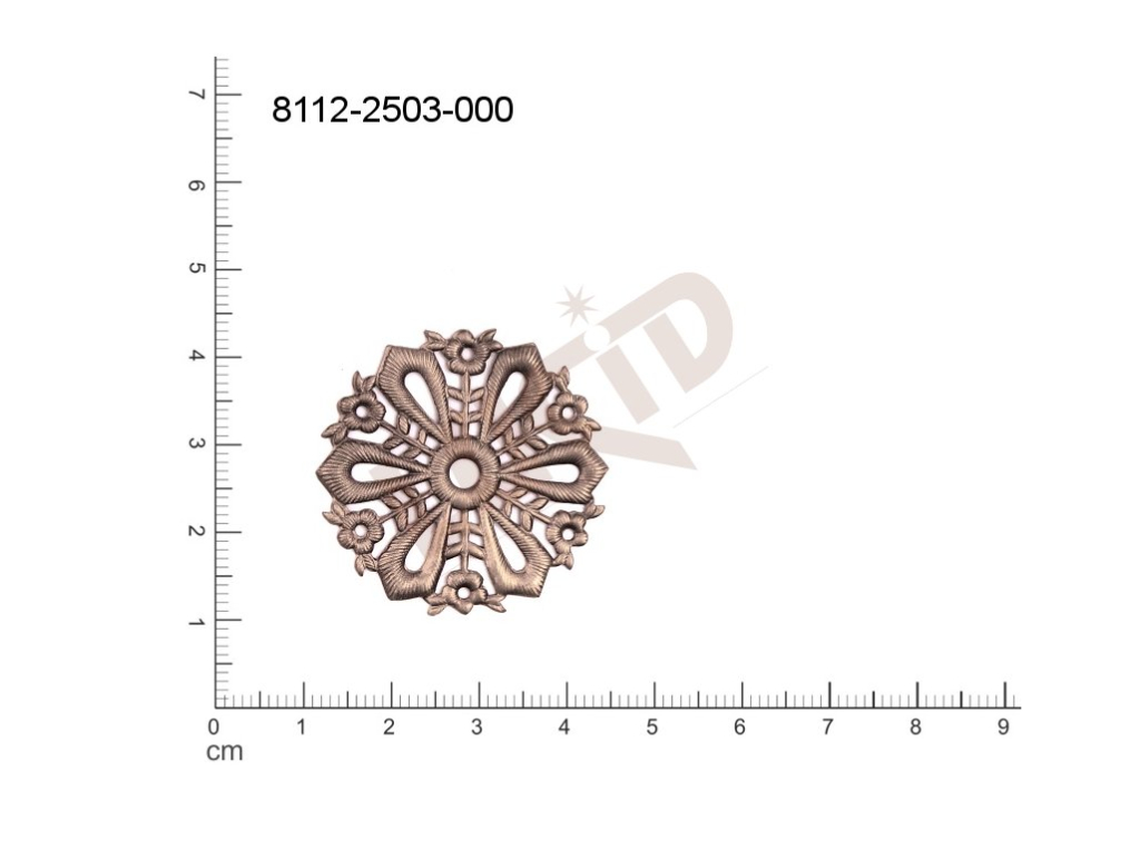 Tvarový výlisek rostlinné motivy kytky, květinové motivy s více očky (svěšovacími dírkami) 32.0mm