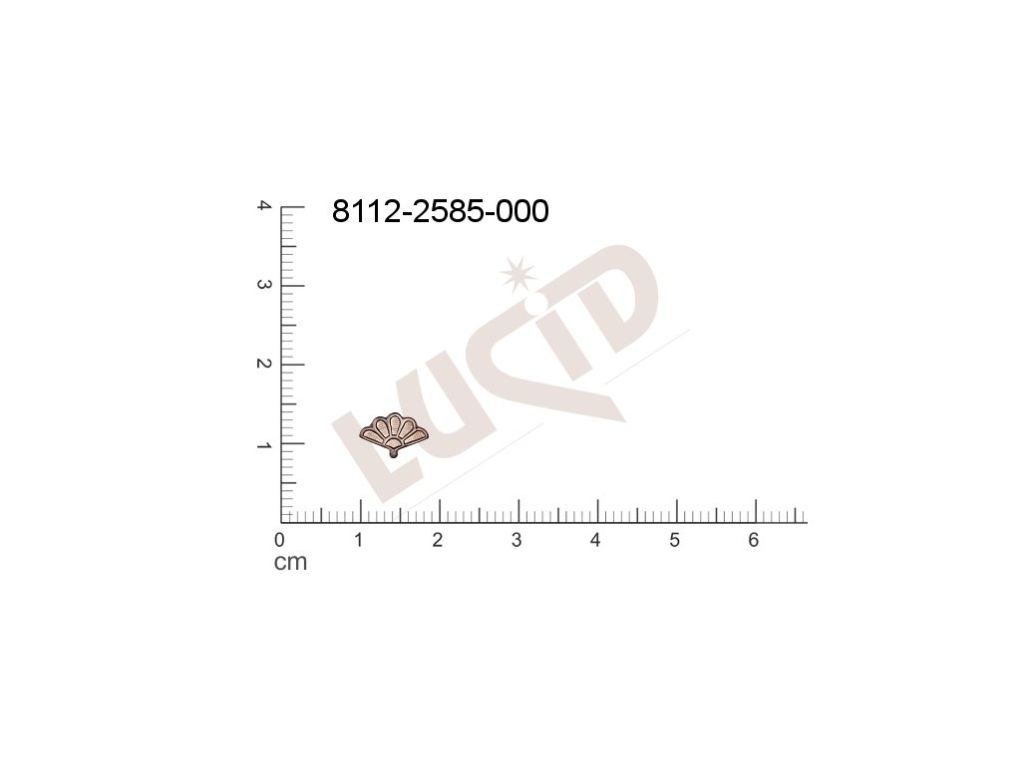 Tvarový výlisek vějíř ostatní bez oček (svěšovacích dírek) 9.0x6.0mm