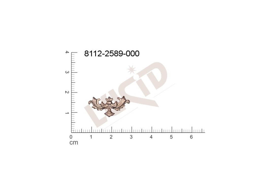 Tvarový výlisek rostlinné motivy ostatní bez oček (svěšovacích dírek) 21.0x10.0mm