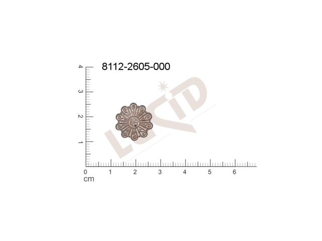 Tvarový výlisek rostlinné motivy kytky, květinové motivy bez oček (svěšovacích dírek) 16.0x16.0mm