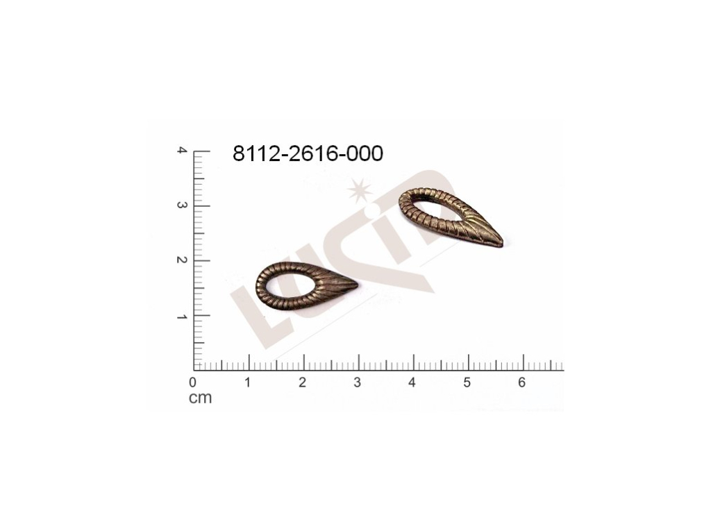 Tvarový výlisek slzy ostatní bez oček (svěšovacích dírek) 18.0x10.0mm