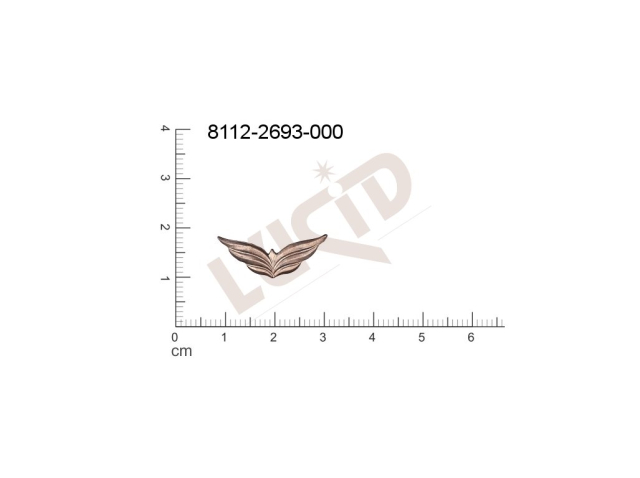 Tvarový výlisek rostlinné motivy lístečky bez oček (svěšovacích dírek) 24.0x10.0mm