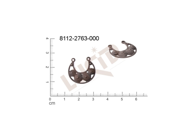 Tvarový výlisek půlměsíc s 2-ma očky (svěšovacími dírkami) 17.0x17.0mm