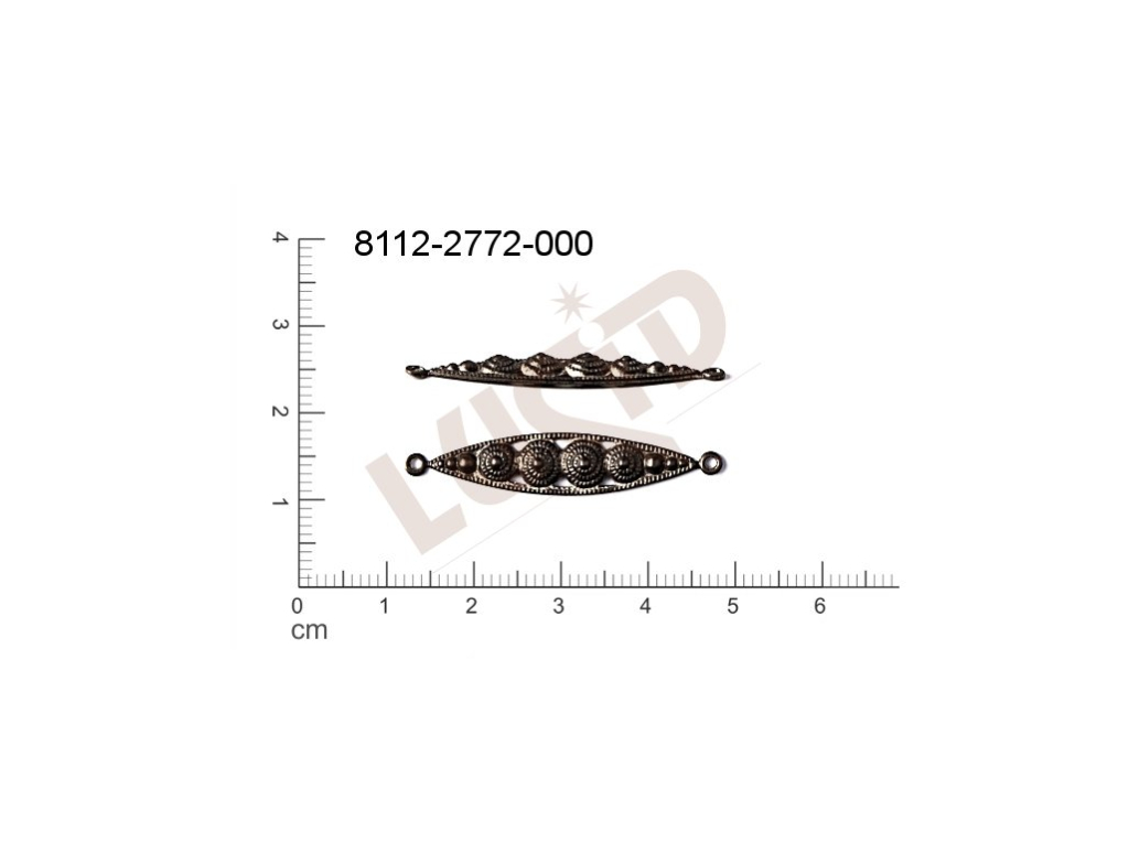 fancy shape oval other with 2 loops / attaching holes 36.0x7.0mm