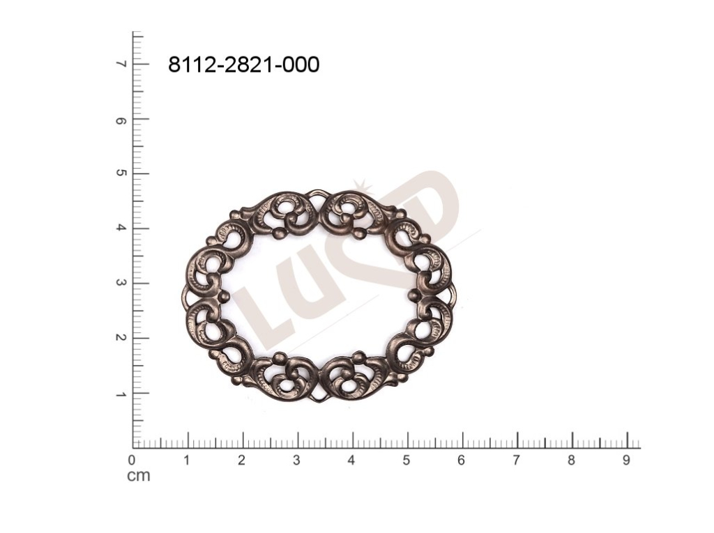 fancy shape oval other with 4 loops / attaching holes 51.0x40.0mm