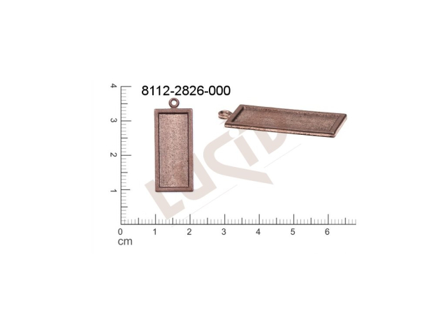 Tvarový výlisek čtyřúhelníky s 1 očkem (svěšovací dírkou) 27.0x11.0mm