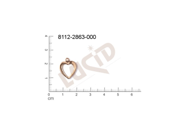 Tvarový výlisek srdíčka s 1 očkem (svěšovací dírkou) 16.0x14.0mm