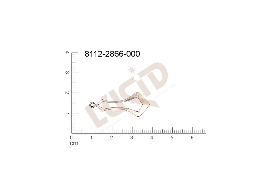 Plochý výsek s 1 očkem (svěšovací dírkou) 30.0x14.0mm