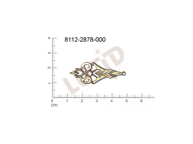 Tvarový výlisek s 1 očkem (svěšovací dírkou) 38.5x14.7mm