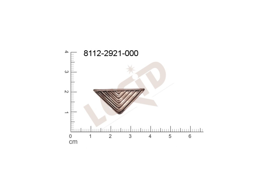 Tvarový výlisek trojúhelník ostatní bez oček (svěšovacích dírek) 26.0x14.0mm