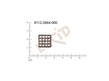 Tvarový výlisek čtyřúhelníky s více očky (svěšovacími dírkami) 15.0x15.0mm