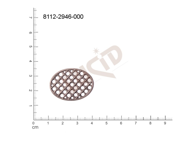 fancy shape oval other with more loops / attaching holes 30.0x22.0mm