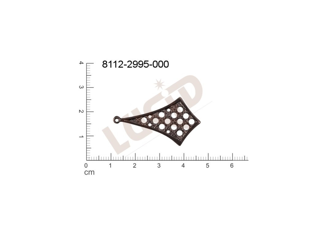 Tvarový výlisek s 1 očkem (svěšovací dírkou) 36.0x20.0mm