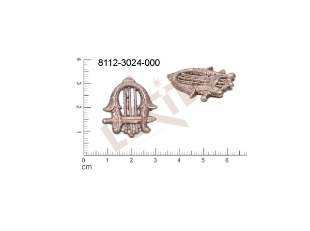 Tvarový výlisek zbraně a armádní motivy bez oček (svěšovacích dírek) 25.0x23.0mm