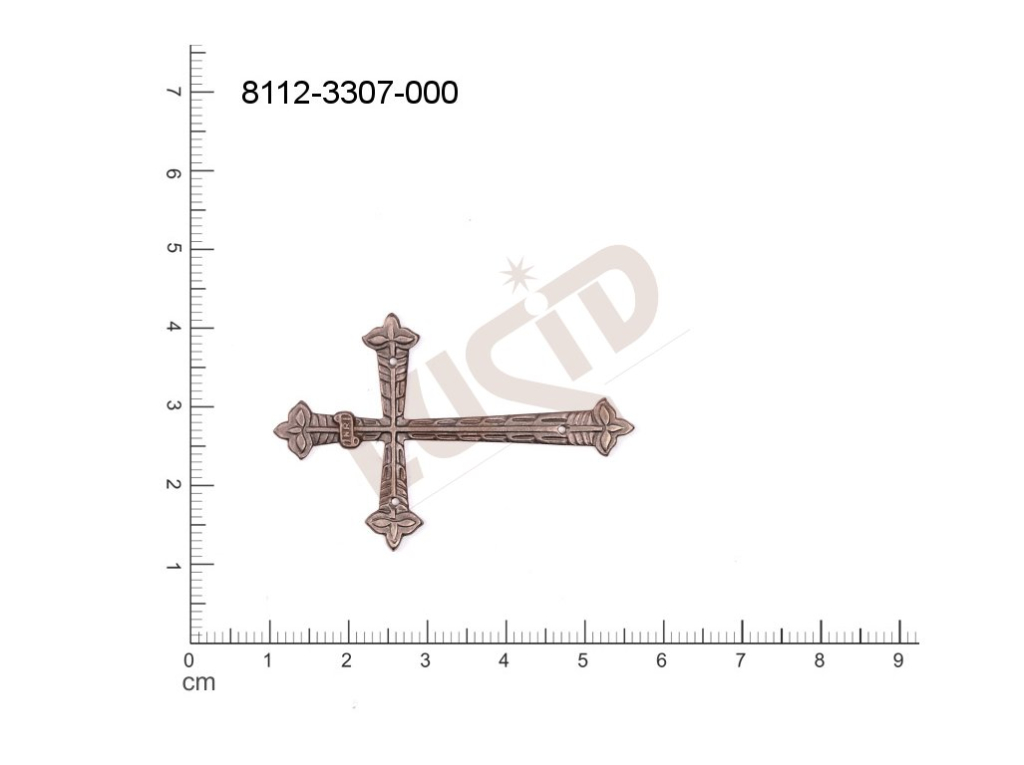 Tvarový výlisek kříž ostatní bez oček (svěšovacích dírek) 42.0x31.0mm