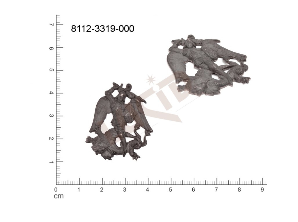 fancy shape royal and knight symbols other without loops / attaching holes 33.0x30.0mm